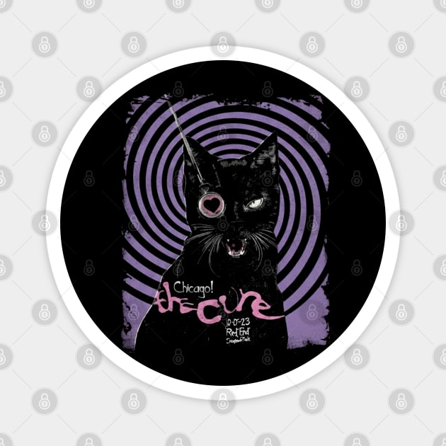 The-Cure-Band-Vintage-Cat Magnet by dtr_art